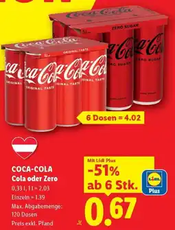 Lidl COCA-COLA Cola oder Zero Angebot