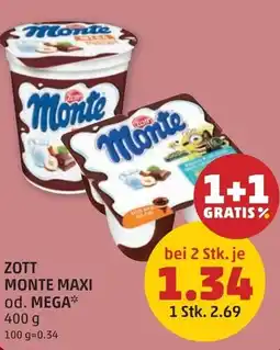 PENNY Zott monte maxi od. mega Angebot