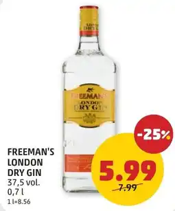 PENNY Freemans london dry gin Angebot