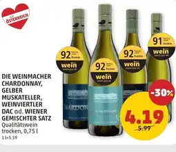 PENNY Die weinmacher chardonnay, muskateller, weinviertler dac od. wiener gemischter satz Angebot