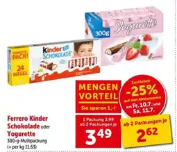 Interspar Ferrero kinder schokolade oder yogurette Angebot