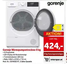 Interspar Gorenje wärmepumpentrockner Angebot