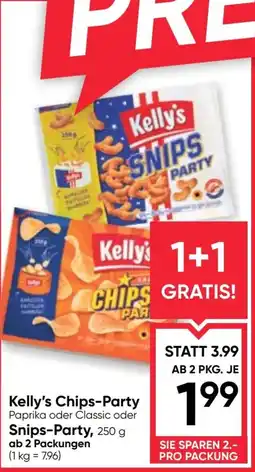 Maximarkt Kelly's chips-party paprika oder classic oder snips-party Angebot