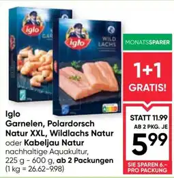 Maximarkt Iglo garnelen, polardorsch natur xxl, wildlachs natur oder kabeljau natur Angebot