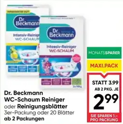 Maximarkt Dr. beckmann wc-schaum reiniger oder reinigungsblätter Angebot