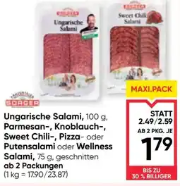 Maximarkt Ungarische Salami, Parmesan-, Knoblauch-, Sweet Chili-, Pizza- oder Putensalami oder Wellness Salami Angebot