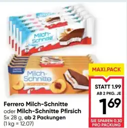 Maximarkt Ferrero Milch-Schnitte oder Milch-Schnitte Pfirsich Angebot