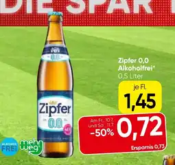 Spar Zipfer 0.0 alkoholfrei Angebot