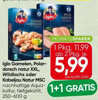 Iglo garnelen, polar- dorsch natur xxl, wildlachs oder kabeljau natur msc