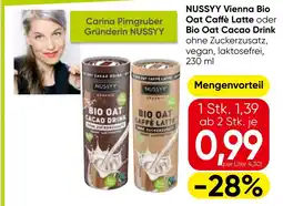 Spar Nussyy vienna bio oat caffè latte oder bio oat cacao drink Angebot