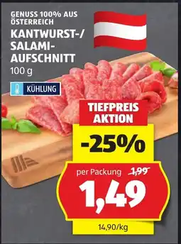 Hofer Kantwurst salami aufschnitt Angebot
