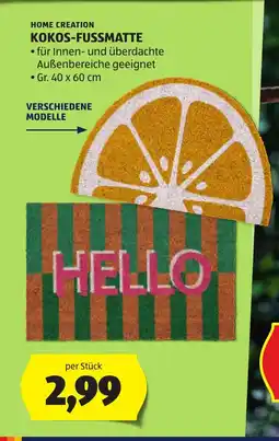 Hofer Home creation kokos-fussmatte Angebot