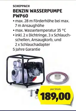 Hofer Scheppach benzin wasserpumpe pwp60 Angebot