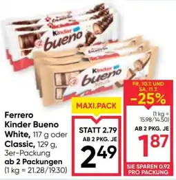 Maximarkt Ferrero kinder bueno white, oder classic Angebot