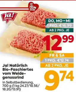 Billa Ja! Natürlich Bio-Faschiertes vom Weide- genussrind Angebot
