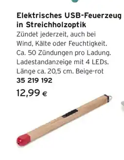 Tchibo Eduscho Elektrisches usb-feuerzeug in streichholzoptik Angebot