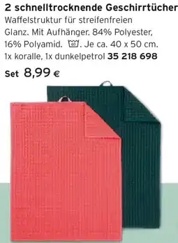 Tchibo Eduscho 2 schnelltrocknende Geschirrtücher Angebot