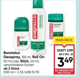 Maximarkt Borotalco Deospray, Roll On oder Stick Angebot