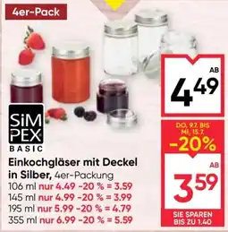 Maximarkt Einkochgläser mit deckel in silber Angebot