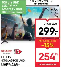 Maximarkt Led tv 43gl4260e uhd uvp Angebot