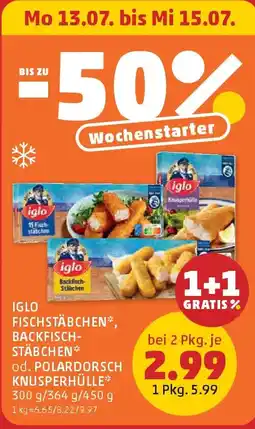 PENNY Iglo fisch stäbchen backfisch- stäbchen od. polardorsch knusperhülle Angebot