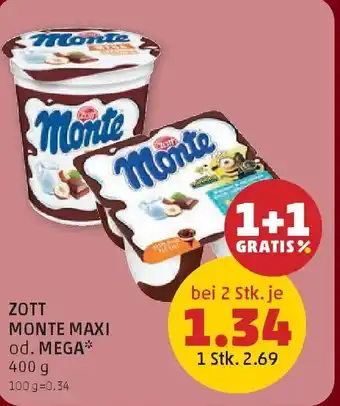 PENNY Zott monte maxi od. mega Angebot