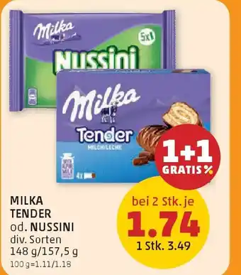 PENNY Milka tender od. nussini Angebot