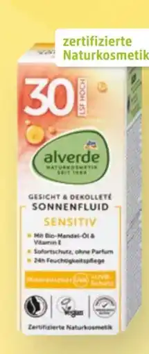 dm Alverde Sensitiv Sonnenfluid Gesicht & Dekolleté LSF30 Angebot