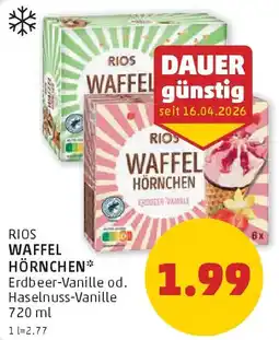 PENNY Rios waffel hörnchen erdbeer-vanille od. haselnuss-vanille Angebot