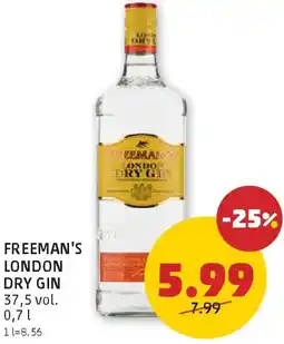 PENNY Freeman's london dry gin Angebot