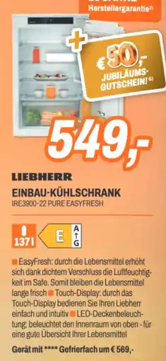 ETech Liebherr einbau-kühlschrank ire3900-22 pure easyfresh Angebot