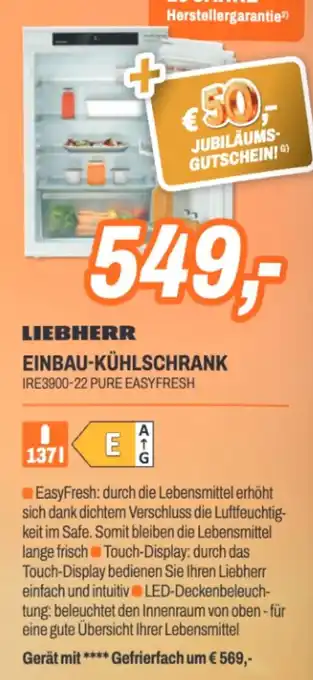 Liebherr einbau-kühlschrank ire3900-22 pure easyfresh
