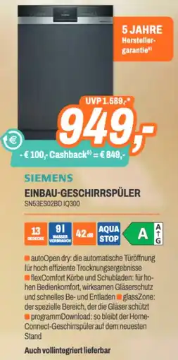 ETech Siemens einbau-geschirrspüler sn53es02bd iq300 Angebot