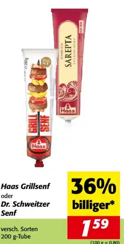 Nah&Frisch Haas Grillsenf oder Dr. Schweitzer Senf Angebot