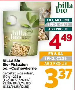 Billa Billa bio bio-pistazien od. -cashewkerne Angebot