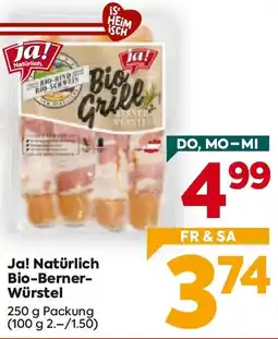 Billa Ja! Natürlich Bio-Berner- Würstel Angebot