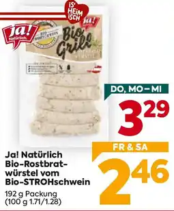 Billa Ja! natürlich bio-rostbrat- würstel vom bio-strohschwein Angebot