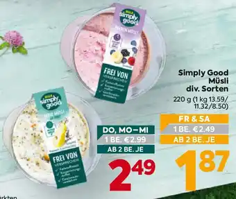 Billa Simply Good Müsli Angebot