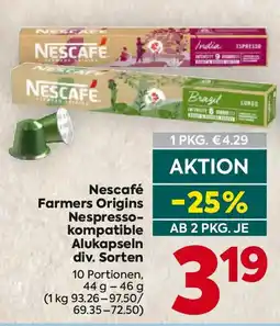 Billa Nescafé Farmers Origins Nespresso- kompatible Alukapseln Angebot