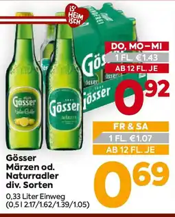 Billa Gösser märzen od. naturradler Angebot
