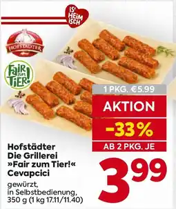 Billa Hofstädter die grillerei fair zum tier! cevapcici Angebot