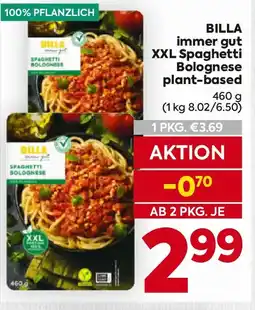 Billa Billa immer gut xxl spaghetti bolognese plant-based Angebot
