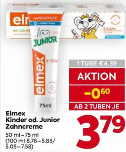 Billa Elmex kinder od. junior zahncreme Angebot
