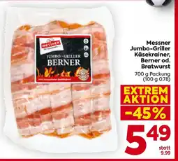 Billa Messner Jumbo-Griller Käsekrainer, Berner od. Bratwurst Angebot