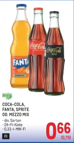 Metro Coca-cola, fanta, sprite od. mezzo mix Angebot