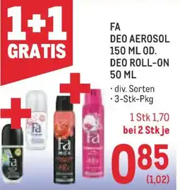 Metro Fa deo aerosol od. deo roll on Angebot