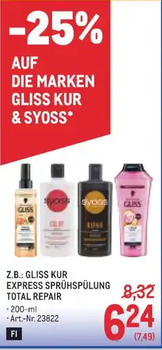 Metro Z.b.: gliss kur express sprühspülung total repair Angebot