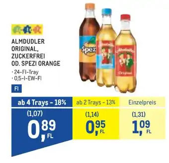 Metro Almdudler original, zuckerfrei od. spezi orange Angebot
