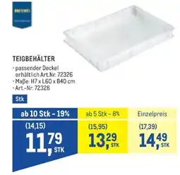 Metro Teigbehälter Angebot
