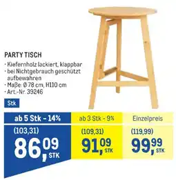 Metro Party tisch Angebot